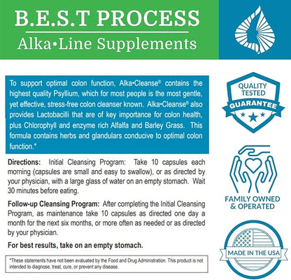 Alka•Cleanse Best Process Alkaline — Herbal Detox Colon Cleanse & Digestive Distress Formula — Psyllium Husk, Probiotics, Enzymes & Herbs (1)