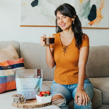 SkinnyFit - Super Youth, Chocolate (30 Servings) - Multi Collagen Peptides Powder - Probiotics, Fiber, Hyaluronic Acid - Collagen for Women - Non GMO, Gluten Free, Sugar Free - Beauty & Self Care