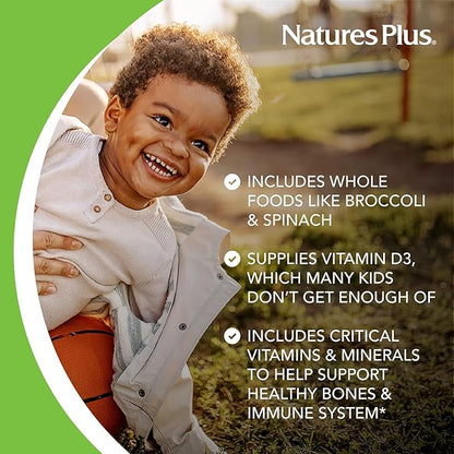 Natures Plus Animal Parade Children's Chewable Multivitamin - 90 Animal-Shaped Tablets - Natural Assorted Flavors - Vegetarian, Gluten Free - 45 Servings