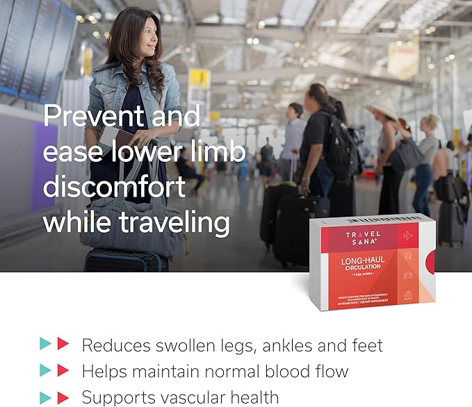 Long-Haul Circulation | Supports Healthy Circulation in Legs, Ankles and Feet | Promotes Vascular Function & Comfort | Pycnogenol 100 mg & Ginger Root Extract | Fast-Acting | 30 Servings