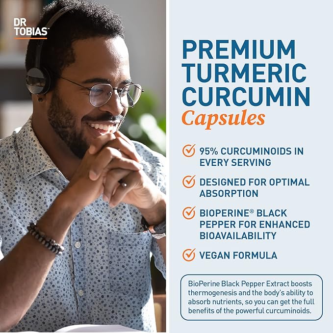 Dr. Tobias Omega 3 Fish Oil, 2000mg, and Turmeric Curcumin, 95% Curcuminoids, Promotes Overall Health with Antioxidant Support