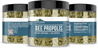 Earthborn Elements Bee Propolis (200 Capsules) Pure & Natural, Gluten-Free & Non-GMO