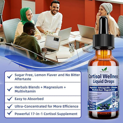 2 Pack Cortisol Supplements for Women & Men, 17-in-1 Cortisol Reducer Detox Manager w. Magnesium Ashwagandha, L-Theanine, Phosphatidylserine, Hormone Balanced for Women, Mood Focus, Sleep Support