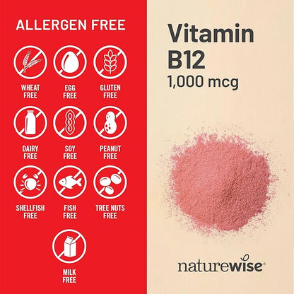 NatureWise Vitamin B12 1000 mcg - Dietary Supplement for Supporting Energy Metabolism, Mental Clarity, Nervous System Health - Easy-to-Swallow, Soy & Gluten-Free, Non-GMO - 150 Count[150-Day Supply]