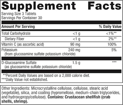Metagenics Glucosamine Sulfate - Joint Health & Cartilage Health Supplement* - with Vitamin C, Potassium & D-Glucosamine Sulfate - 90 Tablets