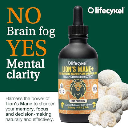 Lifecykel Professional Athletes Pack - Reishi, Lions Mane & Cordyceps Mushroom Extract- Full-Spectrum Mushroom Tincture for Energy, Focus and Immune Health- Vegan, Non-GMO Formula