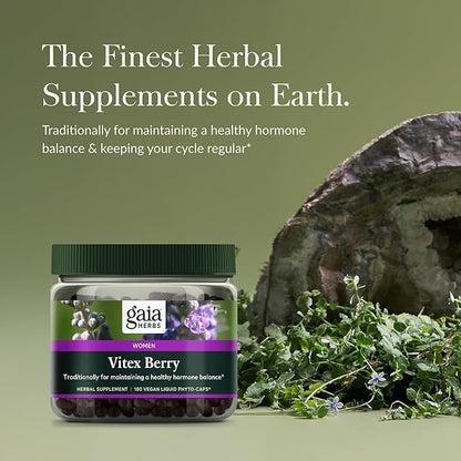 Gaia Herbs Vitex Berry - Supports Hormone Balance & Fertility for Women - Healthy Progesterone for Menstrual Health - 180 Vegan Caps (90-Day Supply)