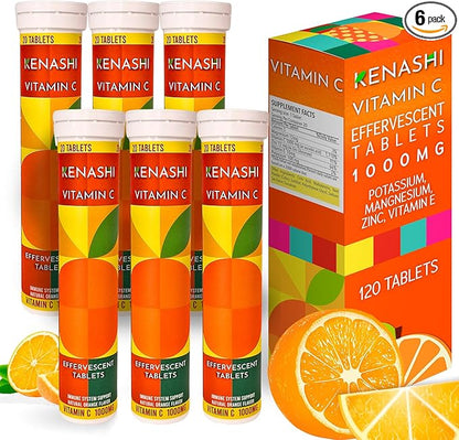Vitamin c Effervescent Tablets Vitamin C with Zinc 1000mg Vitamin Dissolving Tablets Vitamin C Table Vitamina C Efervescente para Adulto Zinc and Vitamin C 6 Pack