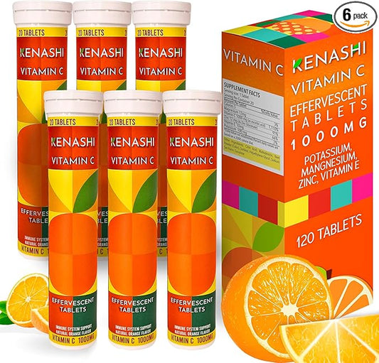 Vitamin c Effervescent Tablets Vitamin C with Zinc 1000mg Vitamin Dissolving Tablets Vitamin C Table Vitamina C Efervescente para Adulto Zinc and Vitamin C 6 Pack