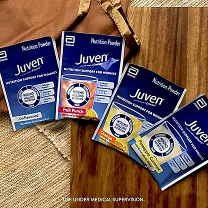 Juven Therapeutic Nutrition Drink Powder Including Collagen Peptides, Amino Acids, and HMB For Wound Healing Support, Orange, 48 Packets
