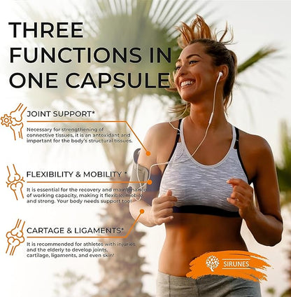 SIRUNES Marine Collagen Peptides, 120 Capsules - Fish Collagen Supplements for Women, Great for Hair, Skin, Nails, Joints & Bones - Made in USA