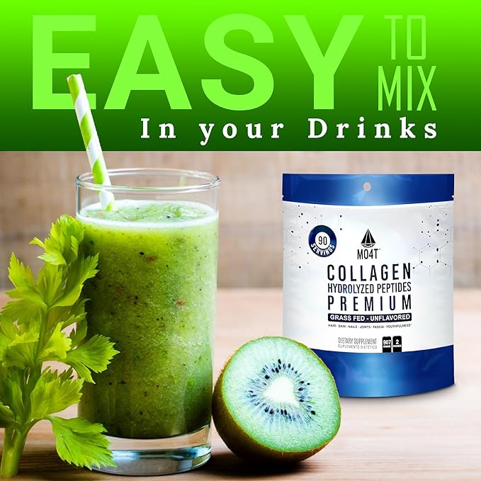 MO4T Collagen Peptides- Grass-Fed Collagen- Hydrolyzed Collagen Powder- Unflavored- 2 Pounds Collagen- Colageno 2 libras - Colageno Hidrolizado