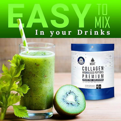 MO4T Collagen Peptides- Grass-Fed Collagen- Hydrolyzed Collagen Powder- Unflavored- 2 Pounds Collagen- Colageno 2 libras - Colageno Hidrolizado
