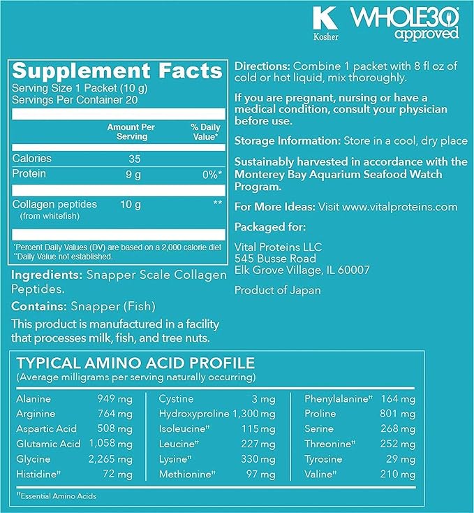 Vital Proteins Marine Collagen Peptides Powder Supplement 7.8 oz Canister + Stick Packs (10 g) (Box of 20)