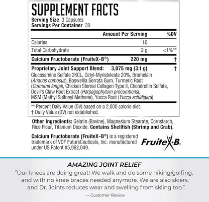 NDS Nutrition Advanced - Joint Health Formula with FruiteX-B, Glucosamine & Chondroitin - Improved Mobility & Flexibility - 90 Capsules