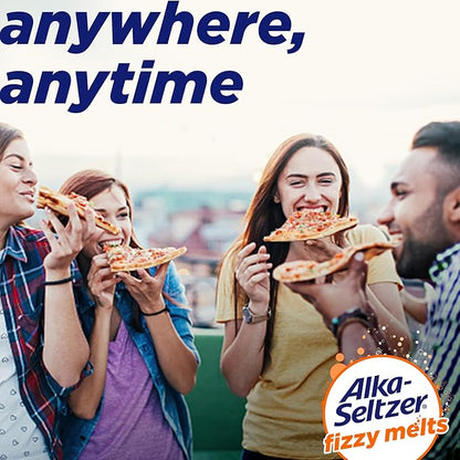 Alka-Seltzer Fizzy Melts, Dissolve on Tongue, No Water Needed, On-The-Go Dietary Supplement Antacid Tablets, for Relief of Occasional Heartburn and Acid Indigestion*, Orange Flavor, 64 Count
