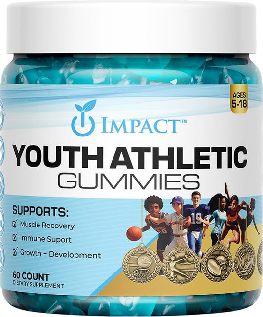 Youth Athletic Gummies – Kids Multivitamin Gummies with Essential Nutrients, Immune & Energy Support, Vegan & Gelatin-Free, Includes Vitamins A, C, B3, B12, Omega-3, Zinc – Ages 5-18