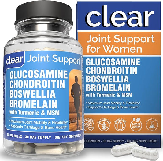 Joint Supplements for Women – Glucosamine Chondroitin MSM with Turmeric and Boswellia – Supports Bone & Joint Health, Flexibility, Mobility, Recovery & Boosts Collagen – 90 Capsules