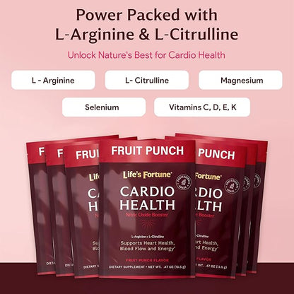 Life's Fortune L Arginine L Citrulline Supplement Powder - High Potency Nitric Oxide Supplement Booster with Natural Fruit Punch Flavor (7 Servings (Pack of 1)