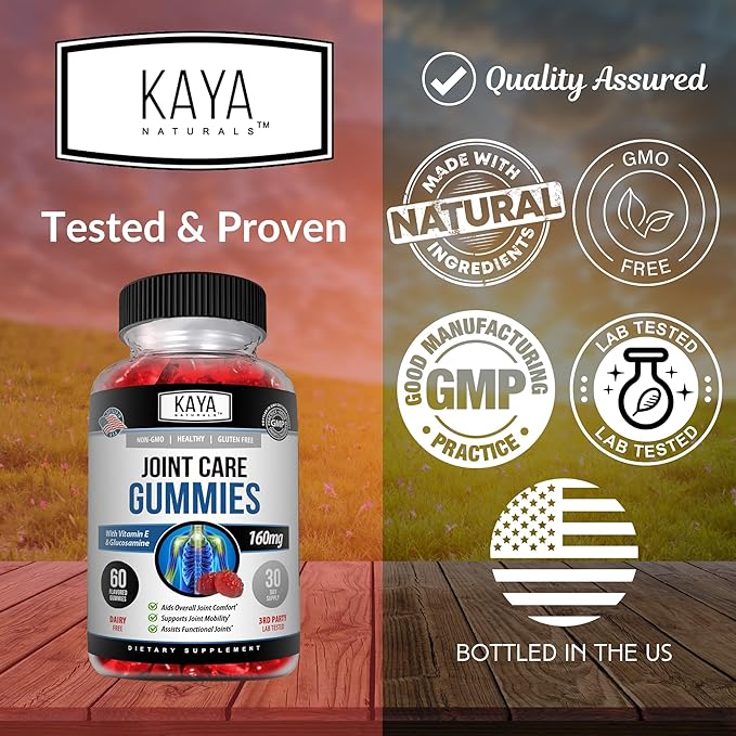 Kaya Naturals Mobility Care Gummies for Back, Knees & Hands - Flexibility Support - Glucosamine Gummies Best Immune Support for Women & Men - 60 Count