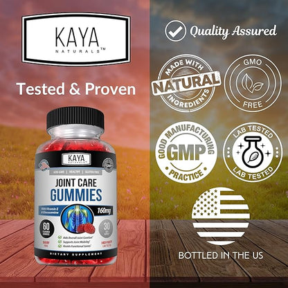 Kaya Naturals Mobility Care Gummies for Back, Knees & Hands - Flexibility Support - Glucosamine Gummies Best Immune Support for Women & Men - 60 Count