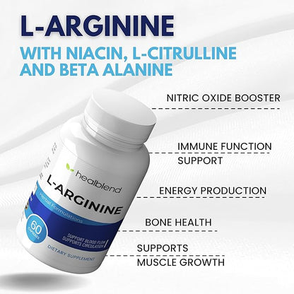 healblend L-Arginine Plus: Calcium, Niacin, L-Arginine Blend, L-Citrulline Complex & Beta Alanine - 60 Capsules