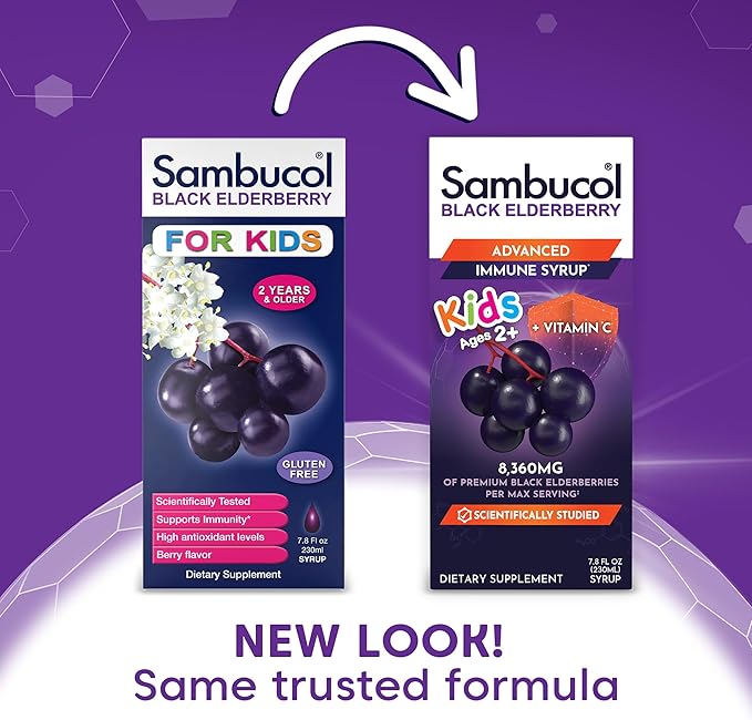 Sambucol Black Elderberry Syrup for Kids - Elderberry Extract Kids, Kids Elderberry Syrup, Black Elderberry for Kids, Kids Immune Support - 7.8 Fl Oz