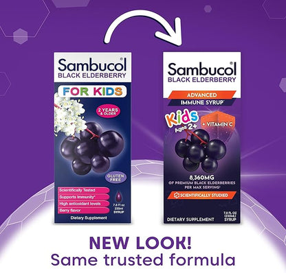 Sambucol Black Elderberry Syrup for Kids - Elderberry Extract Kids, Kids Elderberry Syrup, Black Elderberry for Kids, Kids Immune Support - 7.8 Fl Oz