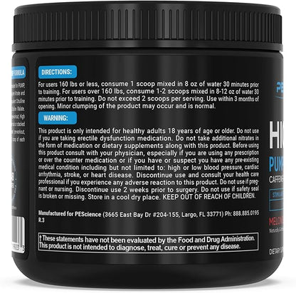 PEScience High Volume Stim-Free Pre Workout, Nitric Oxide Booster with L Citrulline & L Arginine Nitrate, Non-Stim Preworkout for Men and Women, 36 Scoops, Melon Berry Twist