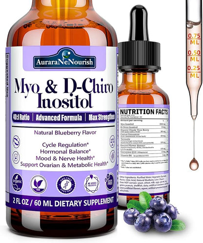 Myo-Inositol & D-Chiro Inositol Supplement For Women, 40:1 Ratio Support Hormone Balance & Ovarian w. Organic Chaste Tree Berry, Ceylon Cinnamon for Healthy Cycle Regulation, Mood, Nerve