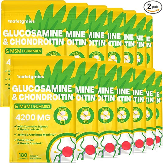 Glucosamine Chondroitin Gummies, Extra Strength Joint Support Supplements with MSM & Elderberry for Joint Health, Flexibility, Immune for Adults, Men & Women, 2 Pack