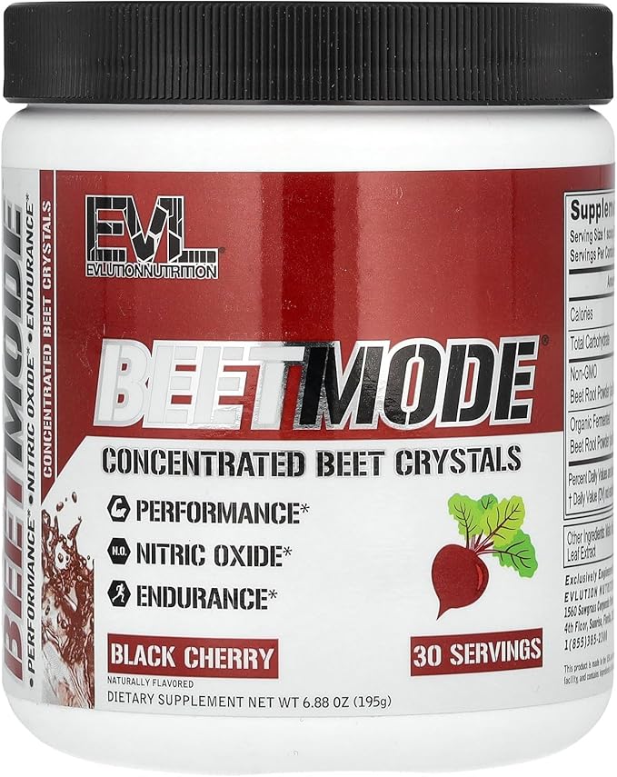 Evlution Nutrition BeetMode - Beet Root Powder - Nitric Oxide Booster - Black Cherry Flavor - Pre or Post-Workout Supplement for Enhanced Energy & Performance - Vegan & Gluten Free - 30 Servings