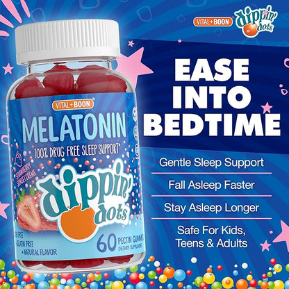 Melatonin Sleep Support Gummies (60 Count) Strawberry Sunset Creme Flavor Chews | 2.5mg Per Gummy Sleep Supplement for Children and Adults | Supplement for Faster Faster & Longer Sleep