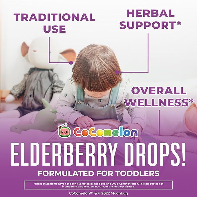 MaryRuth Organics Cocomelon Toddler Elderberry Syrup, USDA Organic Elderberry, Sugar Free Kids Immune Support Supplement for Ages 1-3 Years, Clean Label Project Verified®, Vegan, Gluten Free, 1 Fl Oz