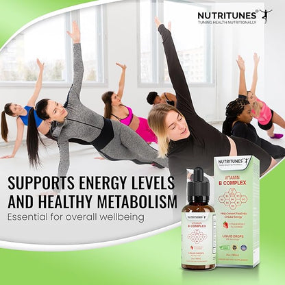 Liquid Vitamin B Complex – High-Potency and Complete B-Vitamin Drops for Energy, Metabolism, and Nervous System Support – Strawberry Flavored, Non-GMO, Sugar-Free – 60 Servings (2oz)