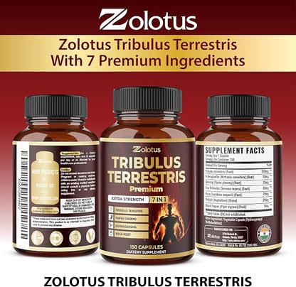 Tribulus Terrestris Supplement for Men & Women, 5-Month Supply with Ashwagandha, Panax Ginseng, Saw Palmetto, Maca, Shilajit, 150 Count