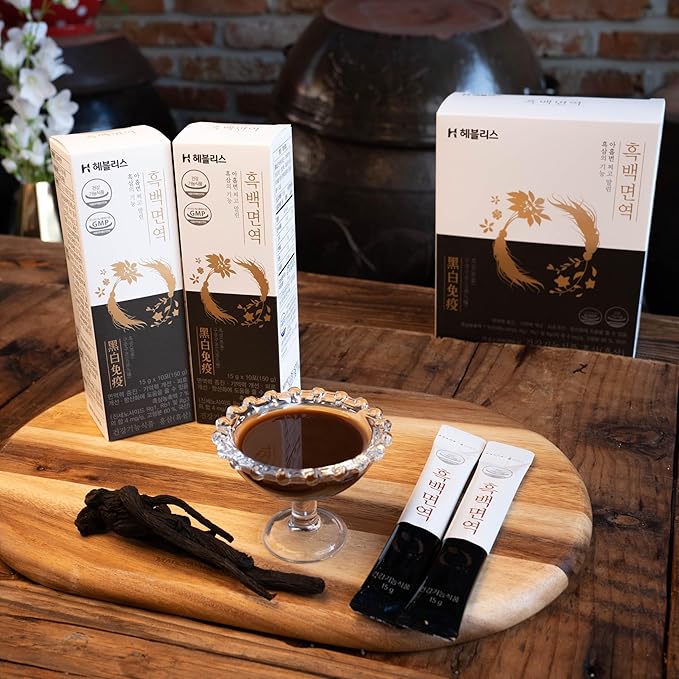 [HEBLIS] Korean Black Ginseng and White Platycodon, Asian Panax Ginseng Extract, Energy Supplements, Immune Support, Ginseng Honey Sticks