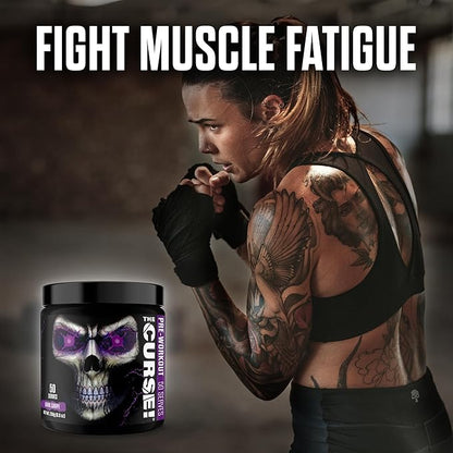 JNX SPORTS The Curse! Pre Workout Powder for Men & Women, Caffeine, Beta-Alanine, Creatine, L-Citrulline, 50 Servings, Dark Grape Flavor – Boost Energy, Strength & Focus