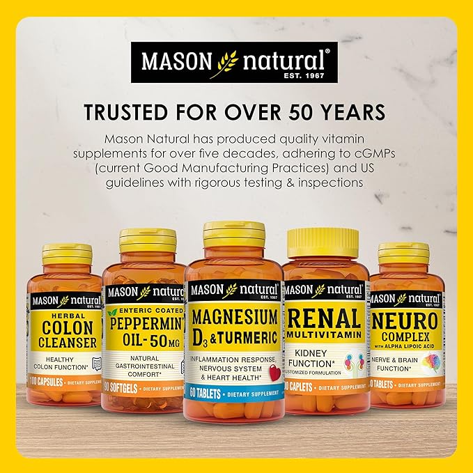 MASON NATURAL Glucosamine Chondroitin 1500/1200 3 Per Day with Vitamin C - Supports Joint Health, Improved Flexibility and Mobility*, 60 Capsules