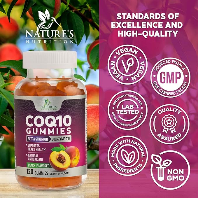 CoQ10 100mg Gummies - Coenzyme Q10 Supplement, CoQ10 Gummies Antioxidant for Heart Health Support & Energy Production, High Absorption Coenzyme Q10 Gummy Supplements - 120 Count Coenzyme Q10 Vitamins