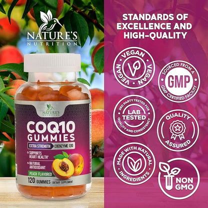 CoQ10 100mg Gummies - Coenzyme Q10 Supplement, CoQ10 Gummies Antioxidant for Heart Health Support & Energy Production, High Absorption Coenzyme Q10 Gummy Supplements - 120 Count Coenzyme Q10 Vitamins