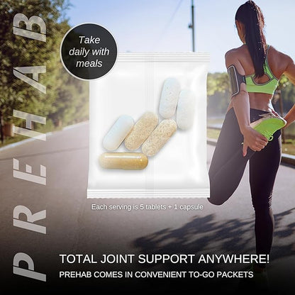 PREHAB Tendon + Ligament + Total Joint Support | Joint Supplement for Athletes | 40 Ingredient Super Complex | Glucosamine Chondroitin MSM Turmeric Boswellia | Premium Tendon Ligament Joint Supplement