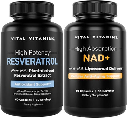 Vital Vitamins Resveratrol Capsules + NAD+ Supplement