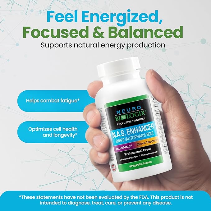 NAS Enhancer - Advanced Antioxidant & Energy Supplement – Supports Cellular Detox & Defense, Metabolic Balance & Longevity with NRF2 Activator, Turmeric, Piperine & Glutathione - 60 Veg Capsules