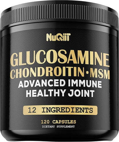 Glucosamine Chondroitin MSM with Immune & Joint Support Supplement 2000mg - Turmeric Curcumin Root, Boswellia, Elderberry, Echinacea & More - 120 Capsules - Bone Health, Flexibility & Strength Support