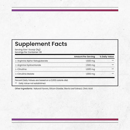 Nature's Pure Blend Liquid Nitric Oxide Supplements for Men – L-Arginine Powder – Nitric Oxide Booster & Circulation Supplement – Blood Flow Support, L Arginine and L Citrulline – 5000 MG