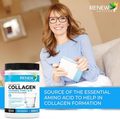 Renew Actives Hydrolyzed Collagen Peptides Powder 10G per Serving – Premium Grass-Fed Collagen for Skin, Joints & Hair – 9.4g Protein – Supports Collagen Formation & Muscle Recovery – Made in Canada