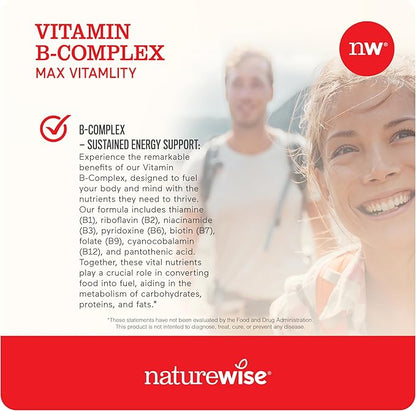 NatureWise Vitamin B12 1,000 mcg and Vitamin B Complex for Cellular Energy, Mental Clarity, Maximum Vitality - 60 Softgels Each