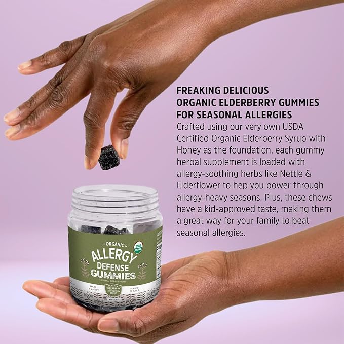 Allergy Defense Gummies – Delicious, Gluten-Free, Gelatin-Free Herbal Supplement with Potent Allergy Benefits Made from Only Organic Ingredients in Small Batches in The USA - 7oz