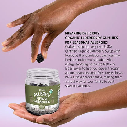 Allergy Defense Gummies – Delicious, Gluten-Free, Gelatin-Free Herbal Supplement with Potent Allergy Benefits Made from Only Organic Ingredients in Small Batches in The USA - 7oz